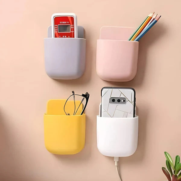 Wall Mounted Storage Pocket – Multipurpose Plastic Organizer for Remote, Phone & Keys