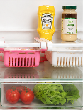 Adjustable Fridge Organizer Drawer Basket (Pack of 4) | BPA-Free Refrigerator Storage | VyomKart