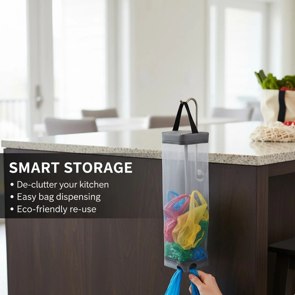 Hanging Waste Bag Holder – Durable Mesh Storage Organizer