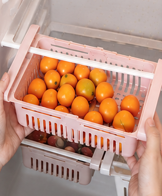 Adjustable Fridge Organizer Drawer Basket (Pack of 4) | BPA-Free Refrigerator Storage | VyomKart