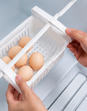 Adjustable Fridge Organizer Drawer Basket (Pack of 4) | BPA-Free Refrigerator Storage | VyomKart
