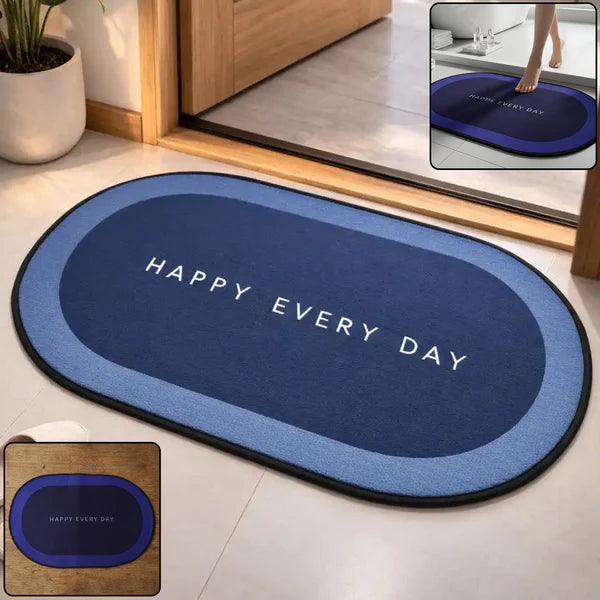 Bathroom Floor Mat – Fast Absorbing & Non-Slip Oval Bath Mat (58 × 37 cm)