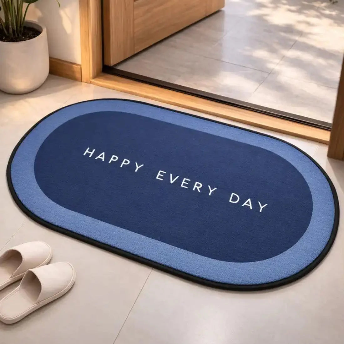 Bathroom Floor Mat – Fast Absorbing & Non-Slip Oval Bath Mat (58 × 37 cm)